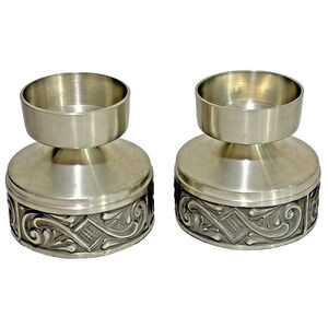 Norwegian Selandia Pewter 2-5/8" Candleholders Acanthus Design Made in NORWAY
